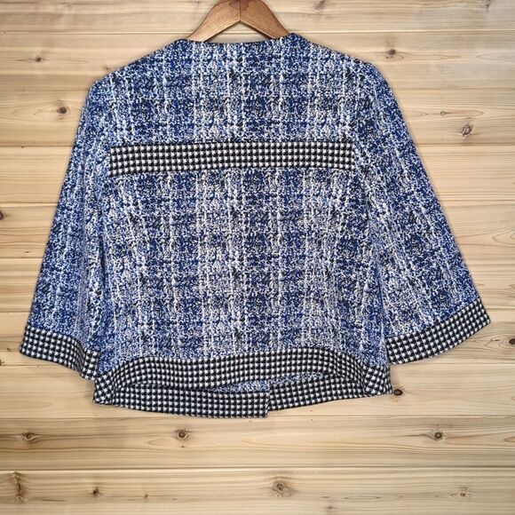 CAbi Jacket Womens Medium Blue #5294 Reina Houndstooth Club Jacket Cropped Prep - Picture 5 of 10
